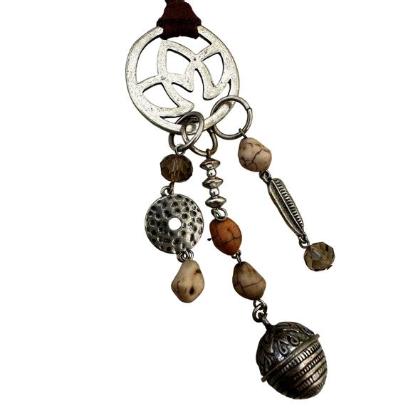 Leather and Mixed Metal Necklace - Picture 3 of 6